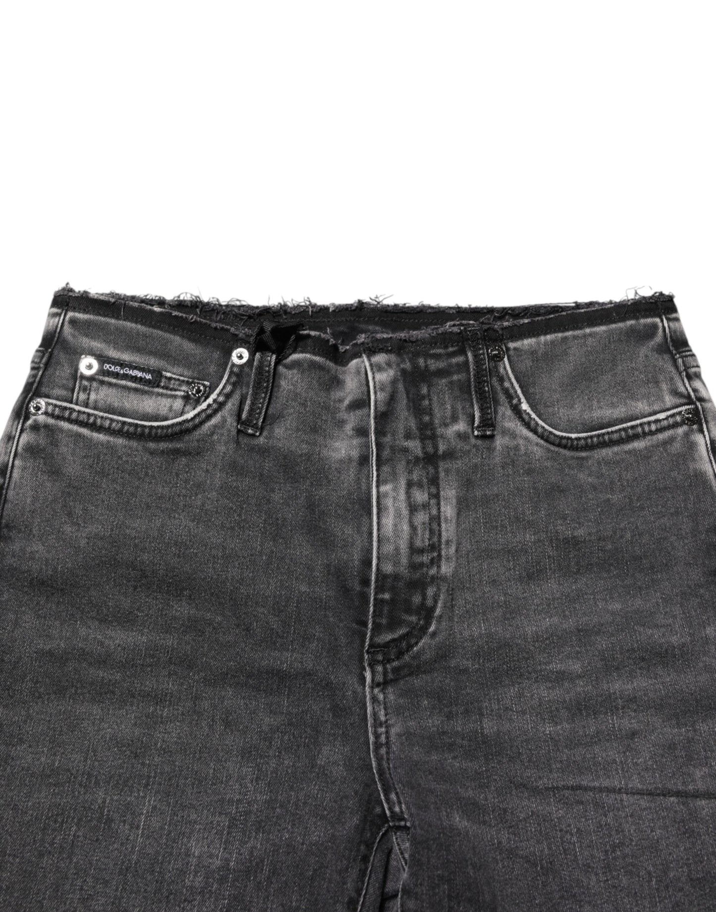 Jeans aderenti in cotone grigio a vita media Dolce &amp; Gabbana