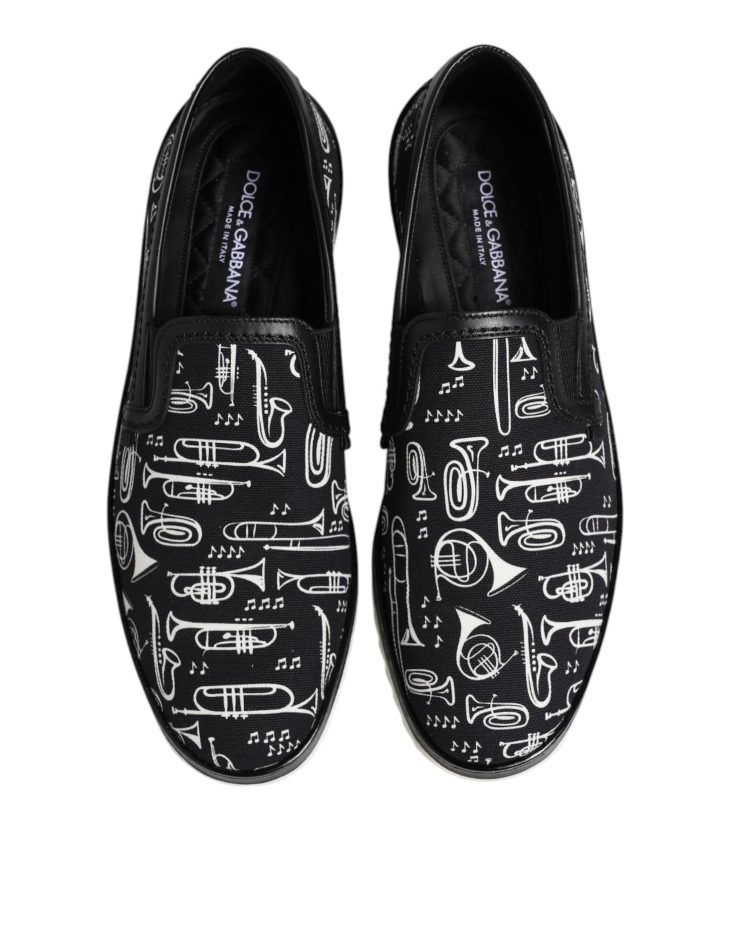 Mocassini da uomo Dolce &amp; Gabbana neri slip-on stampati