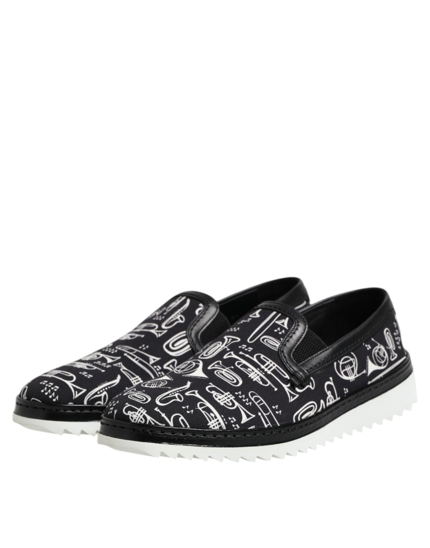Mocassini da uomo Dolce &amp; Gabbana neri slip-on stampati