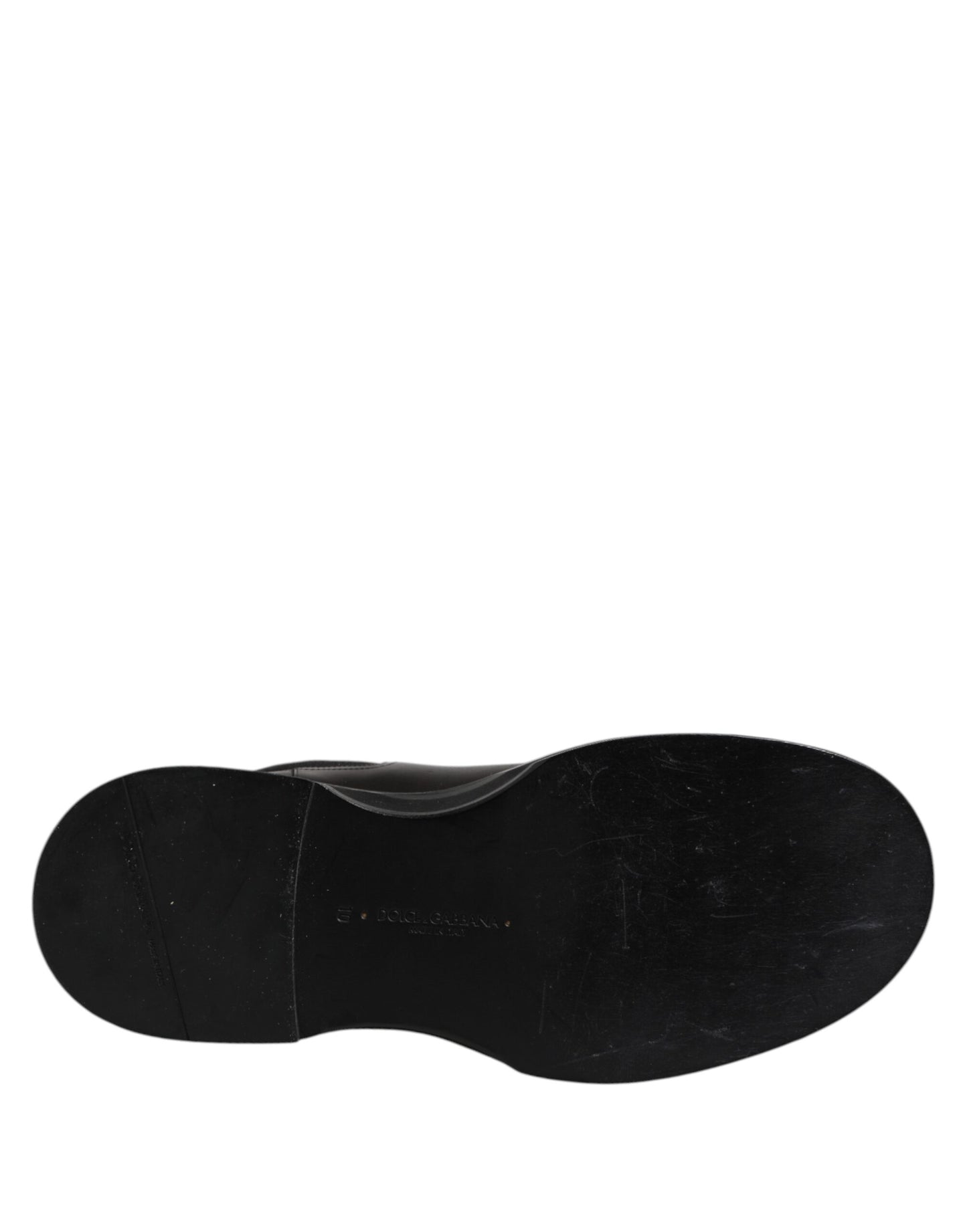 Dolce &amp; Gabbana – Halbhohe Stiefel aus schwarzem Leder mit flachem Absatz