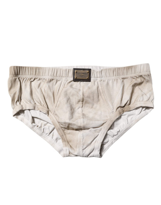 Dolce & Gabbana Gray Cotton Stretch Regular Men Brief Underwear