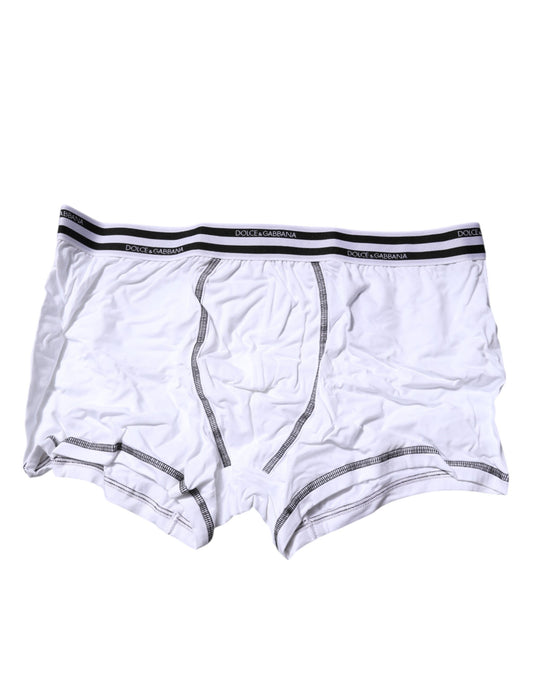Dolce & Gabbana White Cotton Stretch Regular Boxer Underwear