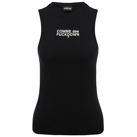Comme Des Fuckdown Black Cotton Tops & T-Shirt