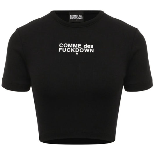 Comme Des Fuckdown Black Cotton Tops & T-Shirt
