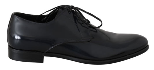 Dolce &amp; Gabbana Elegante dunkelblaue Leder-Derby-Schuhe