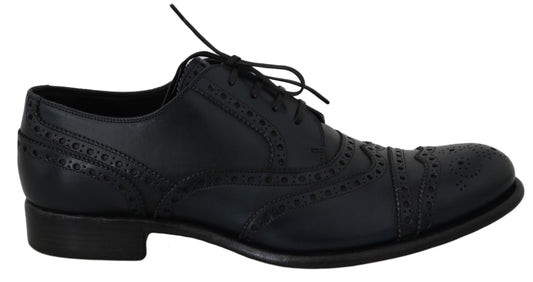 Dolce &amp; Gabbana Elegante blaue Flügelspitzen-Derby-Schuhe aus Leder