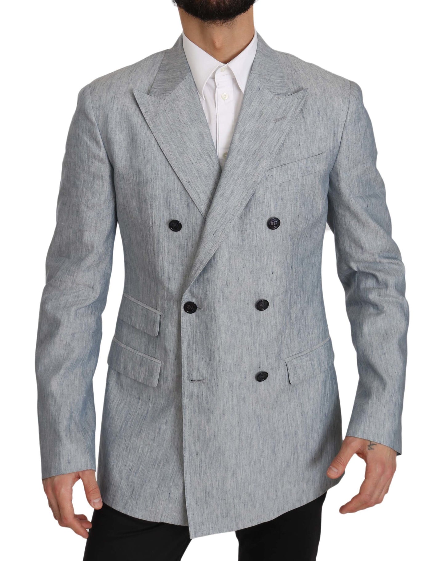 Dolce &amp; Gabbana Blue Flax NAPLES Jacket Coat Blazer