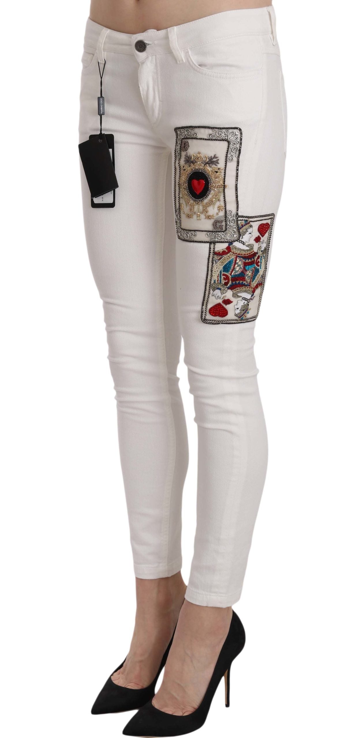 Dolce &amp; Gabbana Queen Of Hearts verzierte Röhrenhose