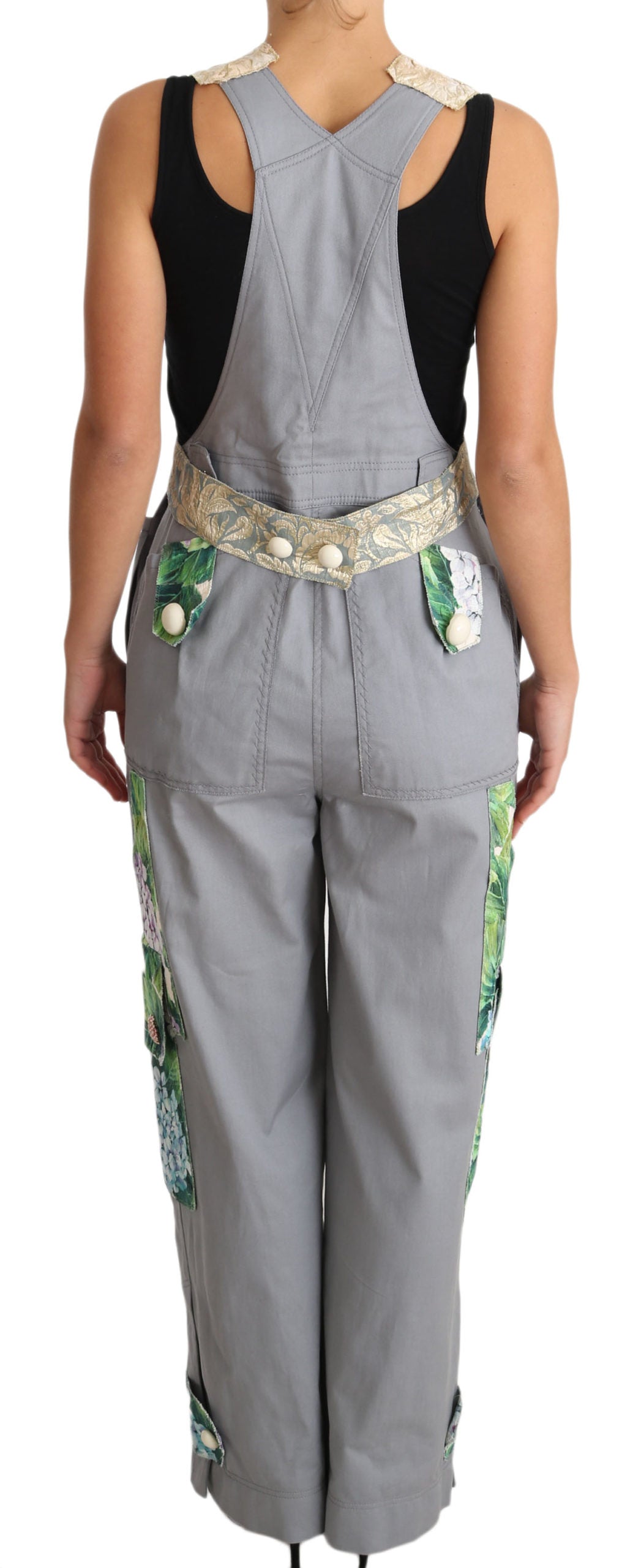 Dolce &amp; Gabbana Exquisiter Denim-Overall mit Blumenverzierung