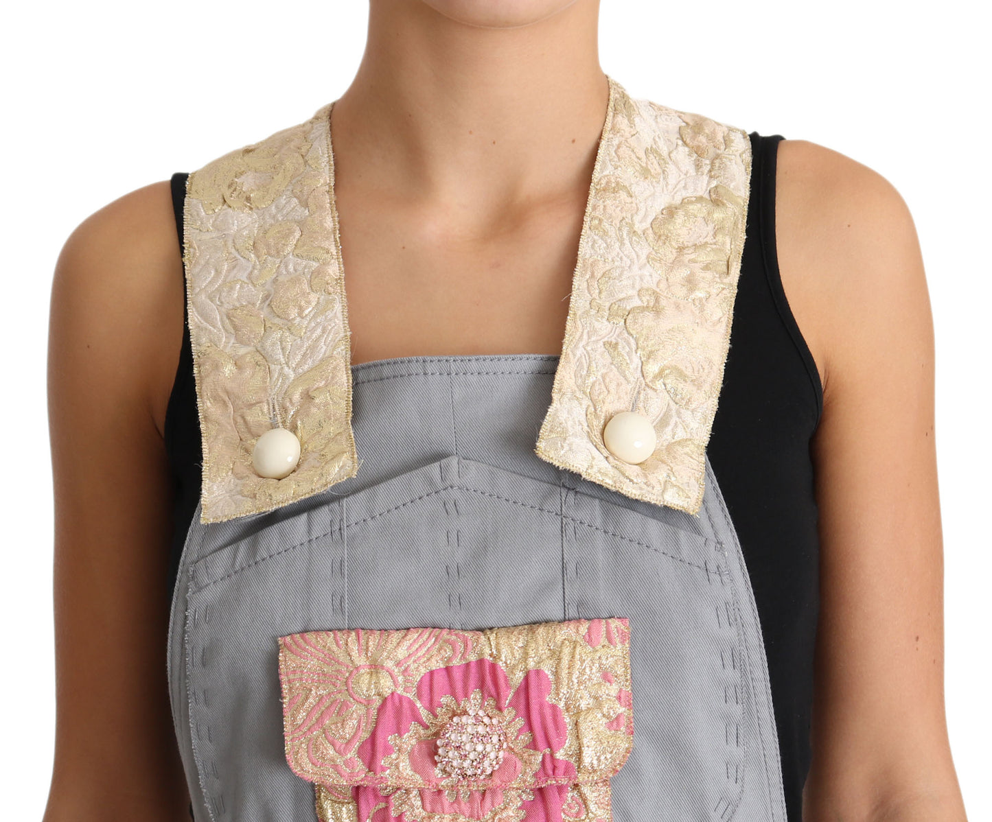 Dolce &amp; Gabbana Exquisiter Denim-Overall mit Blumenverzierung