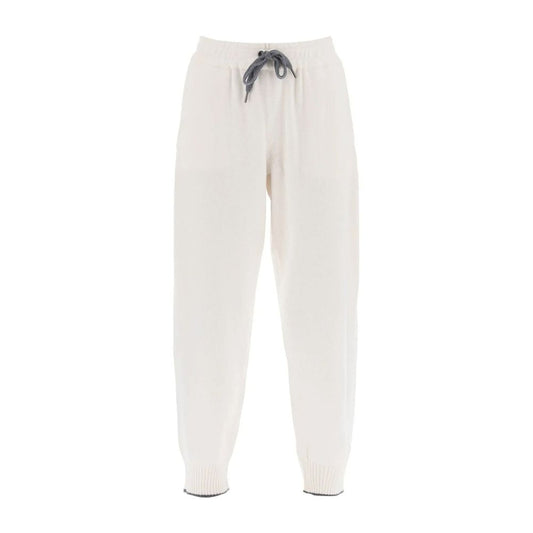 Brunello Cucinelli White Cashmere Athletic Pants