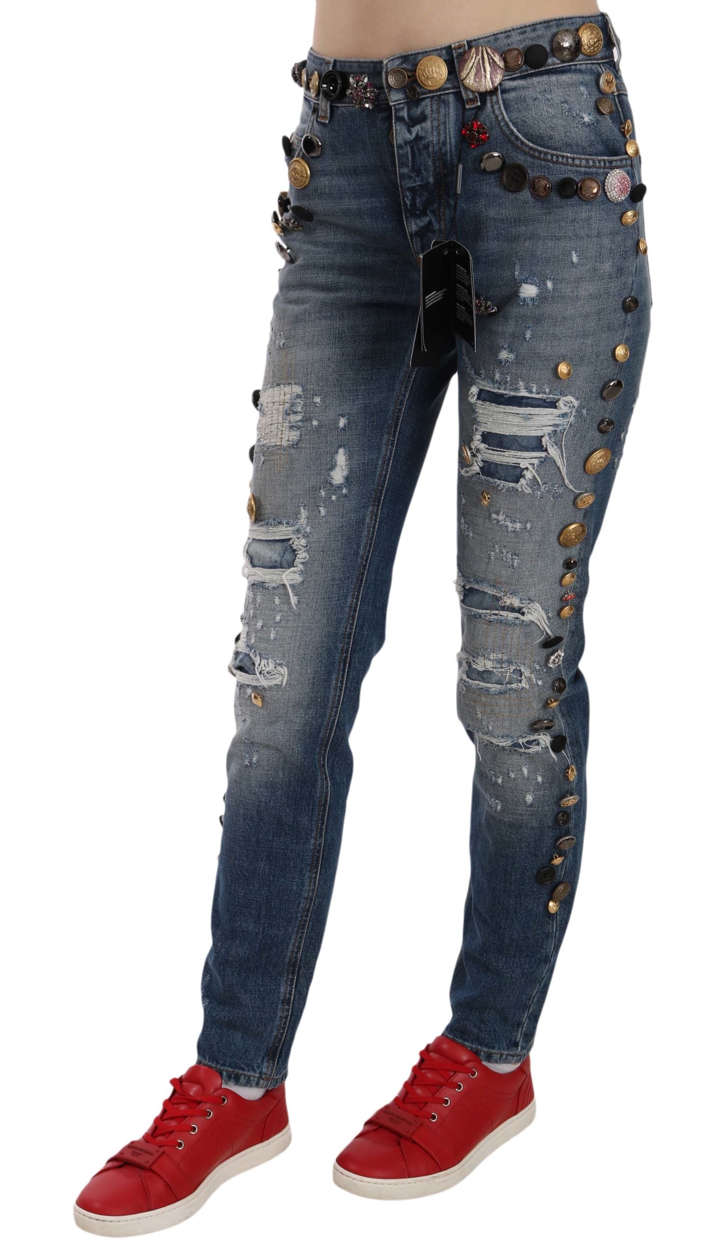 Luxuriöse Denim-Jeans mit Kristallverzierung von Dolce &amp; Gabbana