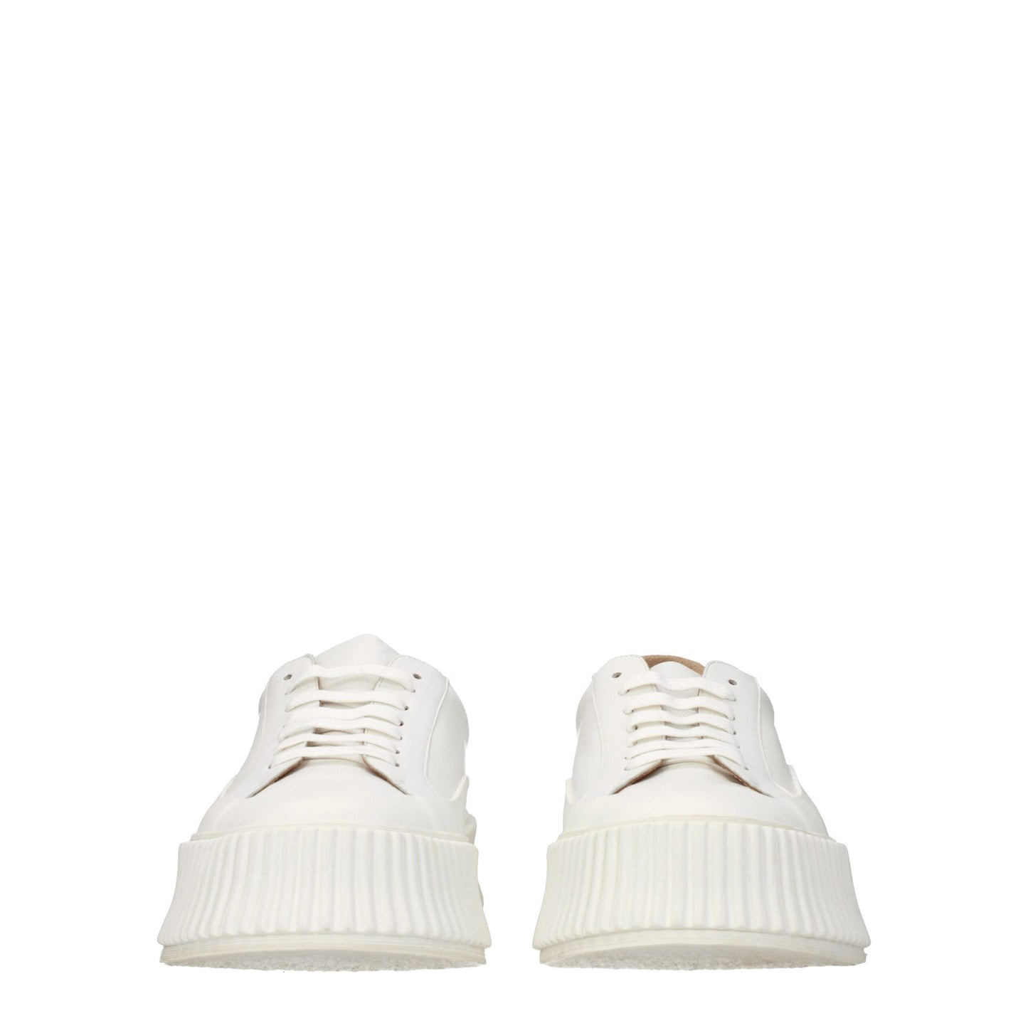 Jil Sander White Leather Platform Sneakers