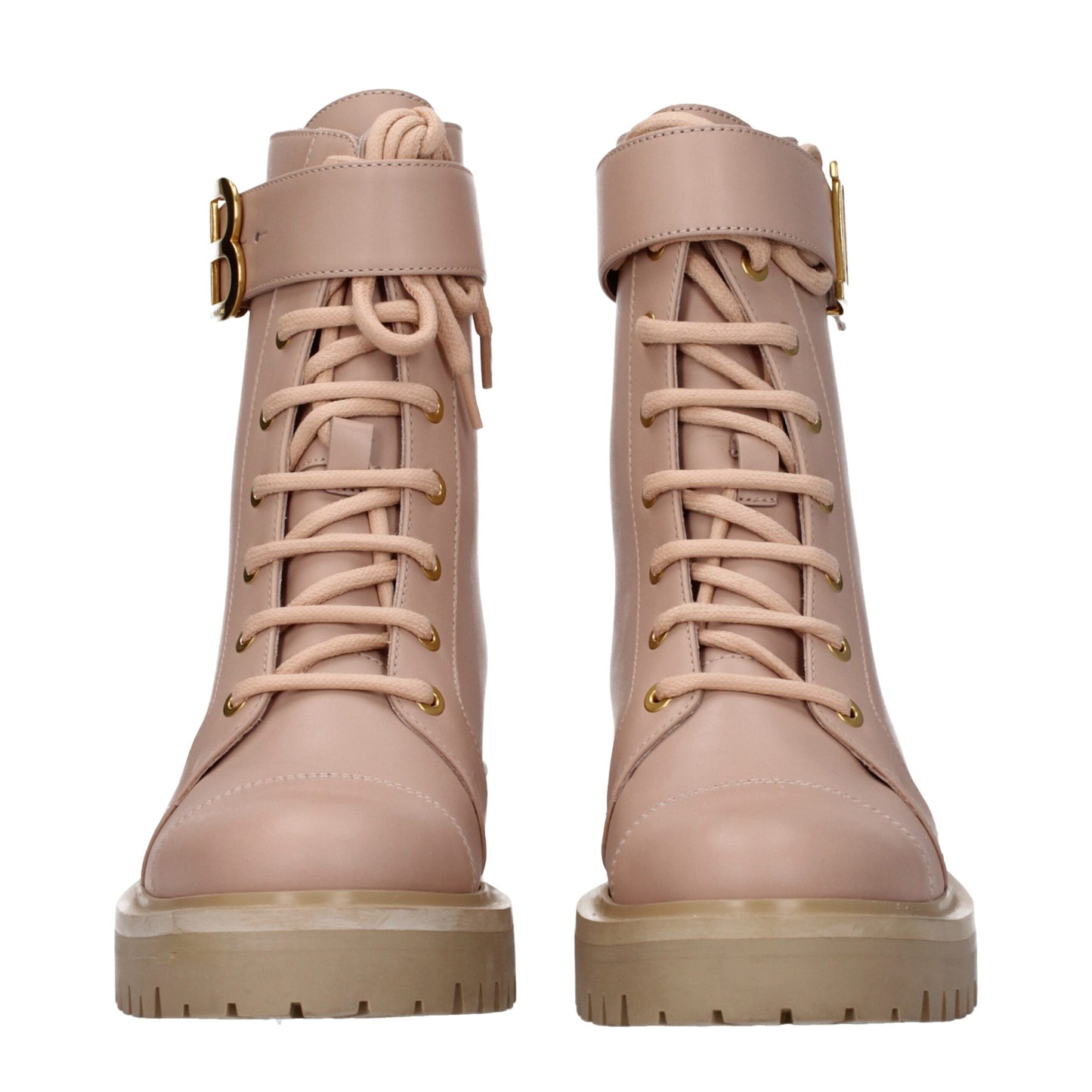 Balmain Beige Leather Ankle Boots