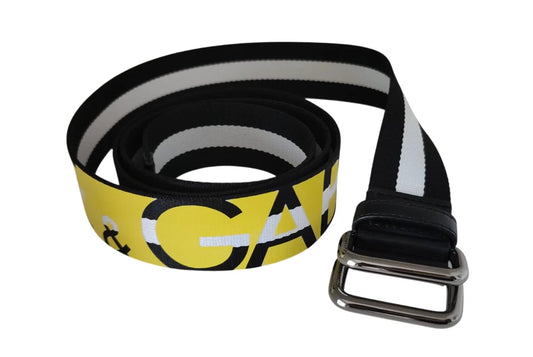 Cintura Dolce &amp; Gabbana con fibbia in metallo a righe nere e gialle con logo