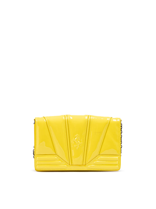 Ferrari Yellow GT patent leather bag with chain