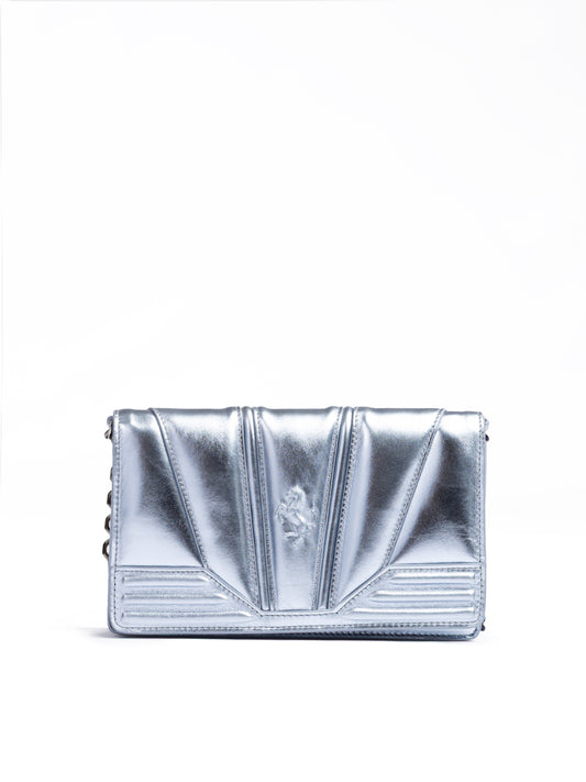 Ferrari Metal light blue GT patent leather bag with chain