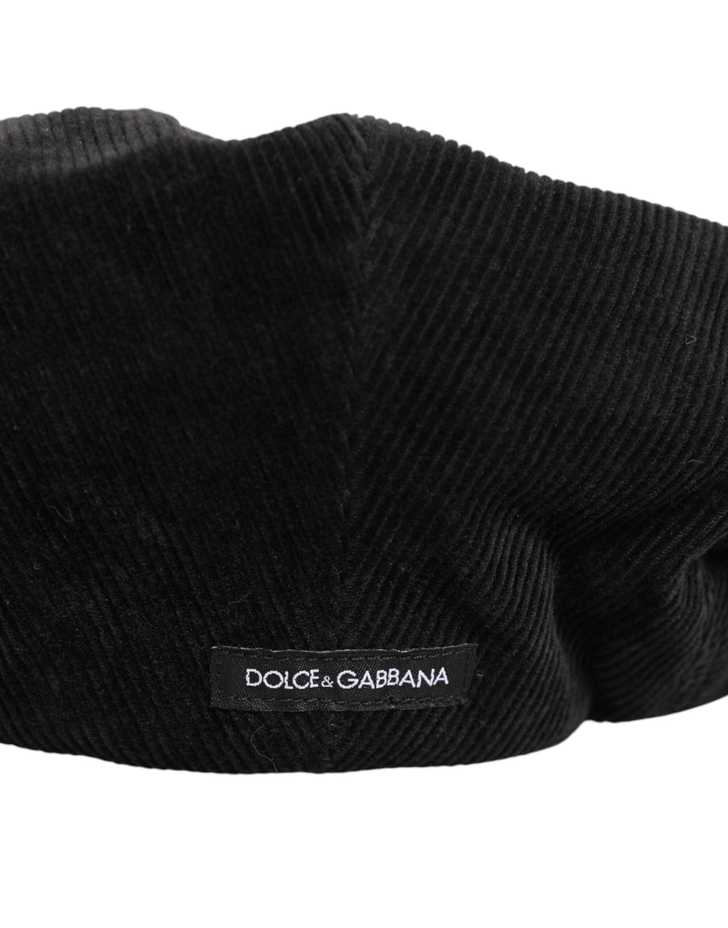 Dolce & Gabbana Black Cotton DG Logo Newsboy Cloth Capello Hat