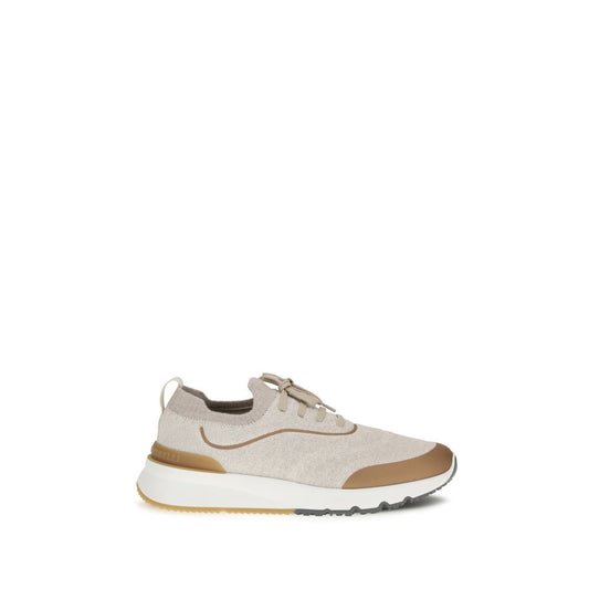 Brunello Cucinelli Beige Cotton Athletic Sneakers