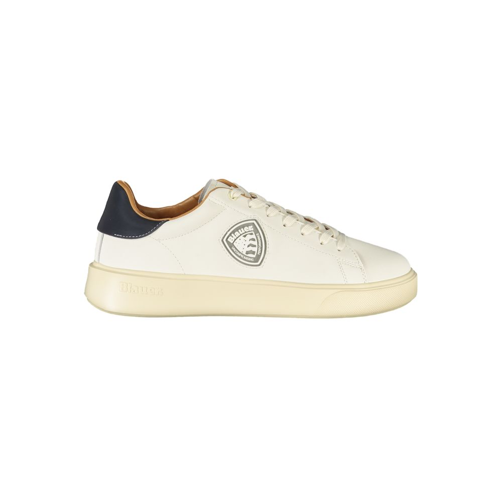 Blauer White Leather Men Sneaker