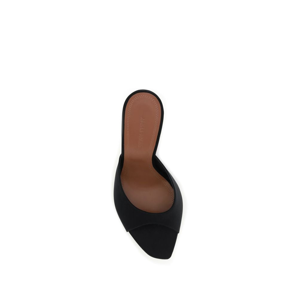 Amina Muaddi Black Calf Leather Bos Taurus High Heel Pumps