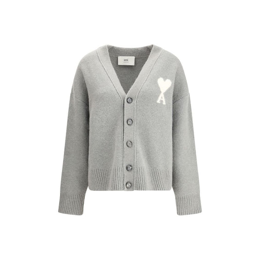 Ami Paris Gray Alpaca Vicugna Pacos Cardigan
