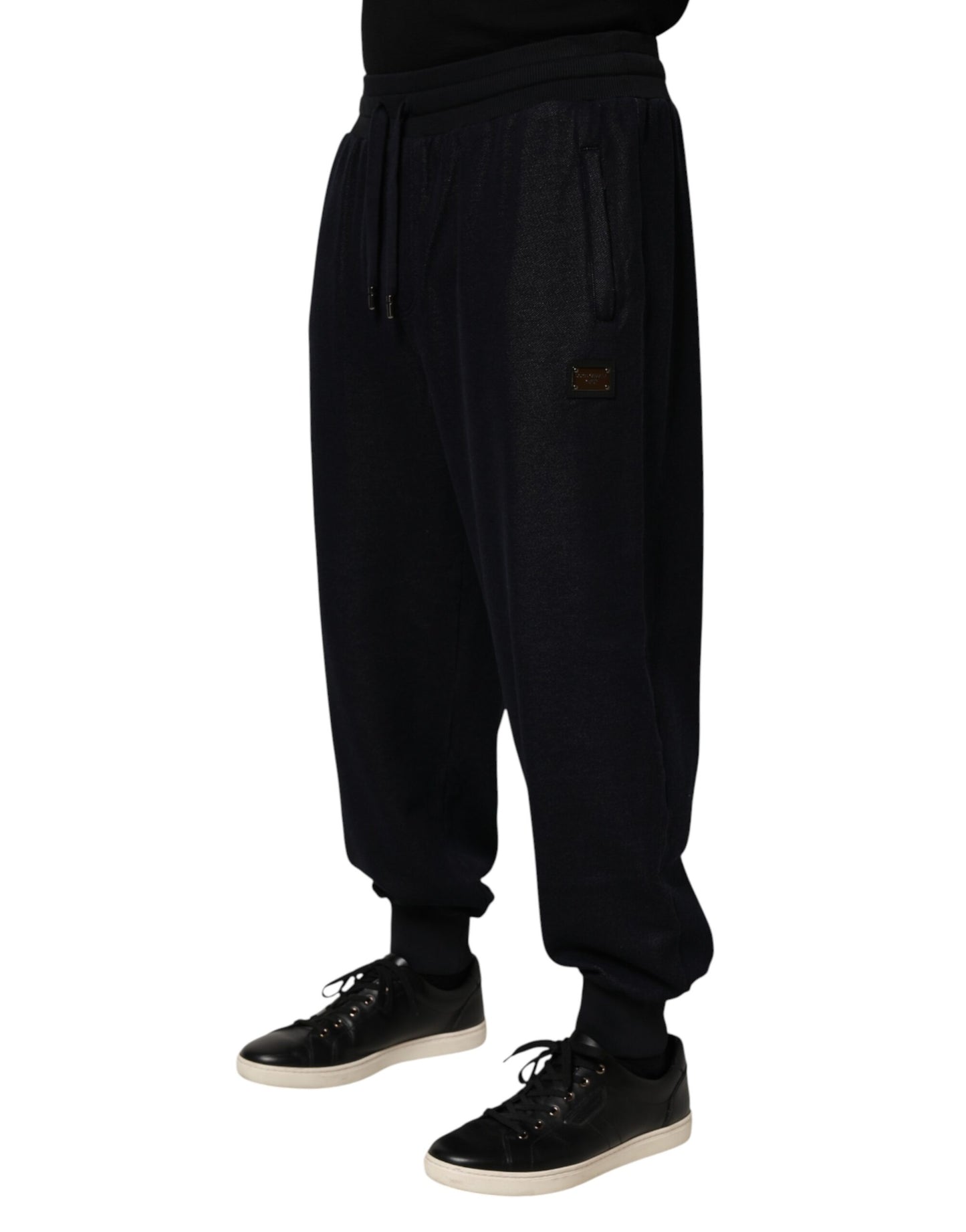 Dolce & Gabbana Black Cotton Blend Drawstring Jogger Jogger Pants