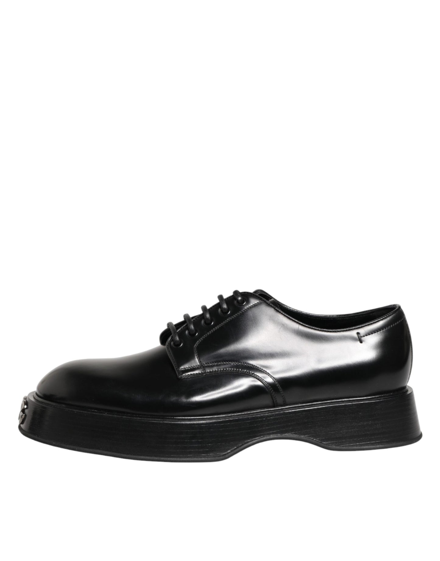 Dolce & Gabbana Black Calfskin Leather Men Derby Dress Shoes