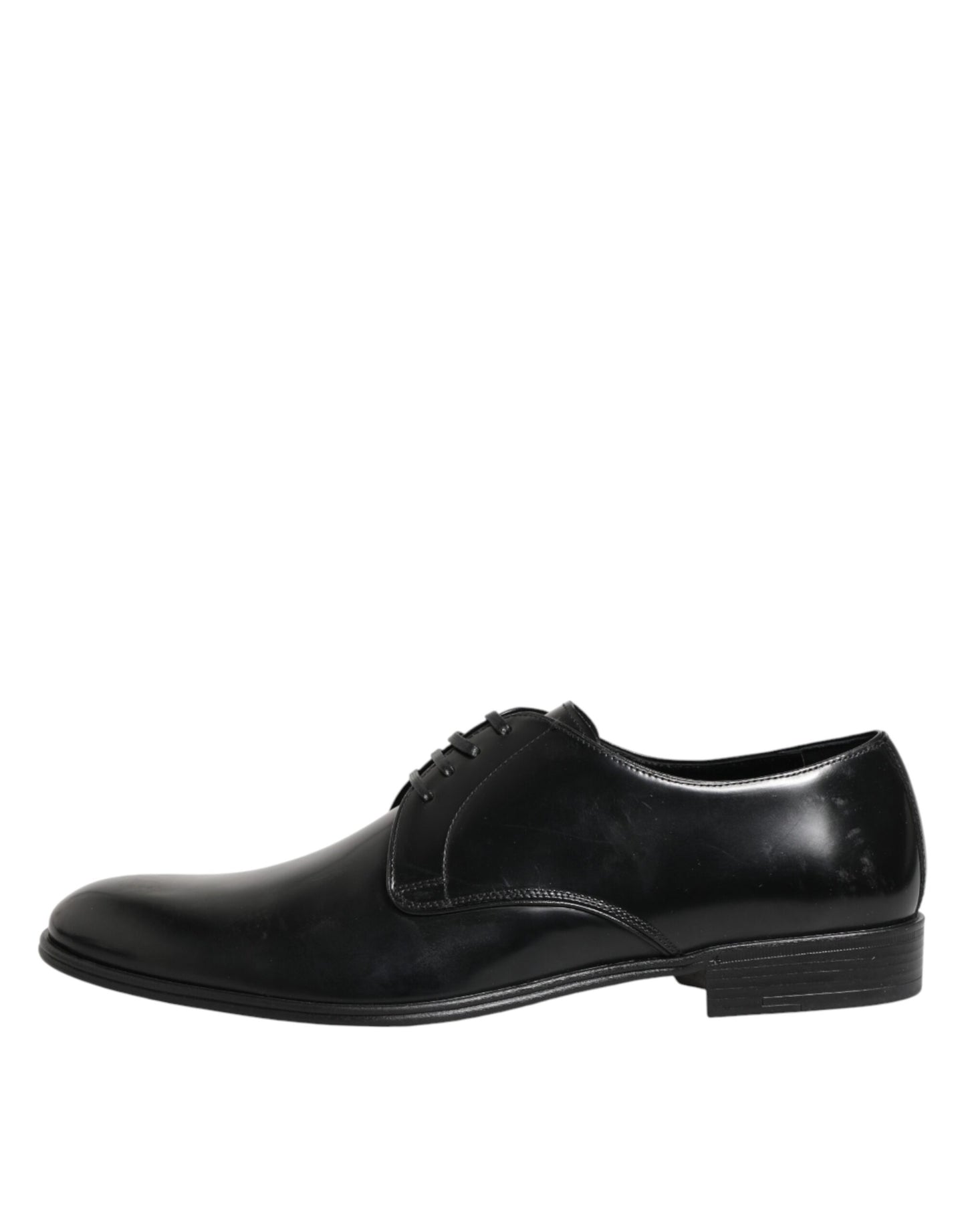 Dolce & Gabbana Black Calfskin Leather Derby Dress Shoes