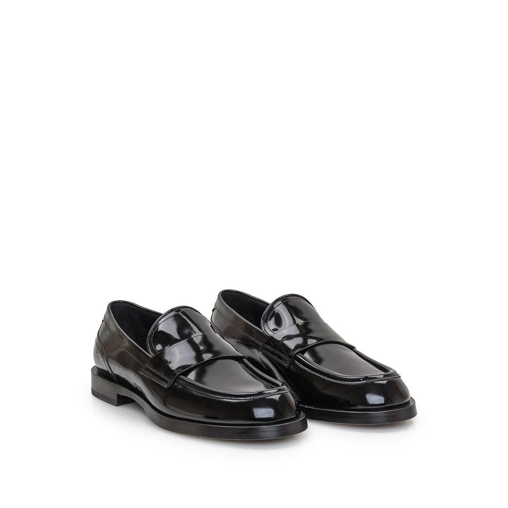 Dolce & Gabbana Black Calfskin Slip-On Loafers