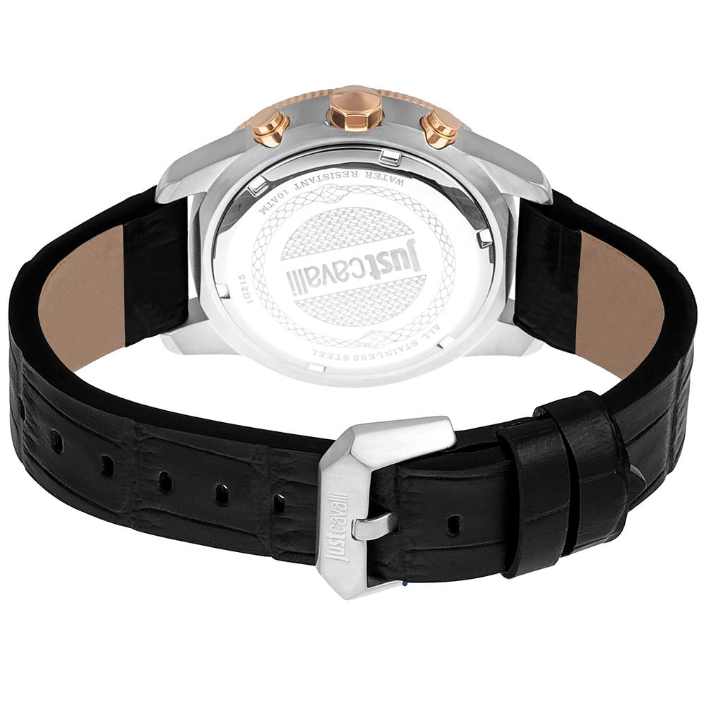 Just Cavalli Black Leather Bracelet Watch