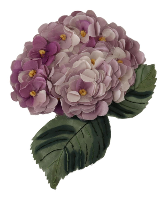Dolce &amp; Gabbana Elegante Brosche aus Seidenmischung mit Blumenmuster in Lila