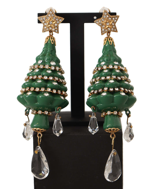 Dolce &amp; Gabbana Bezaubernde Weihnachtsbaum-Ohrclips mit Kristallen