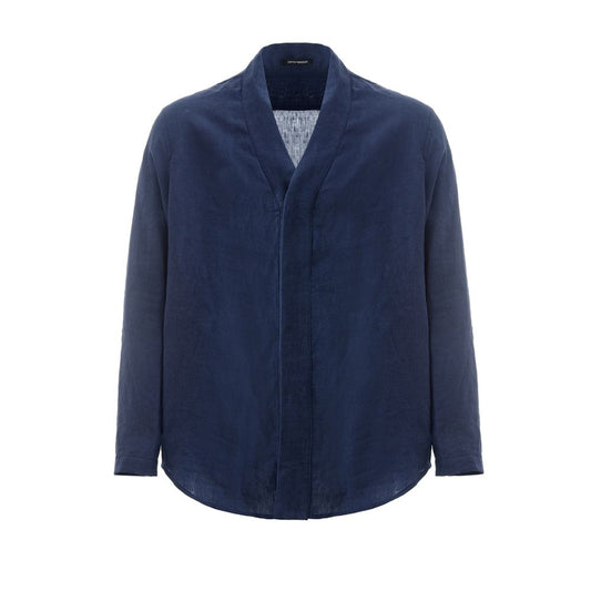 Emporio Armani Elegant Blue Linen Jacket - Timeless Men's Fashion