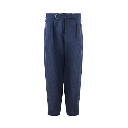 Emporio Armani Elegant Linen Blue Trousers for Men