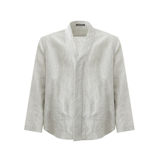 Emporio Armani Elegant Gray Linen Men's Designer Jacket