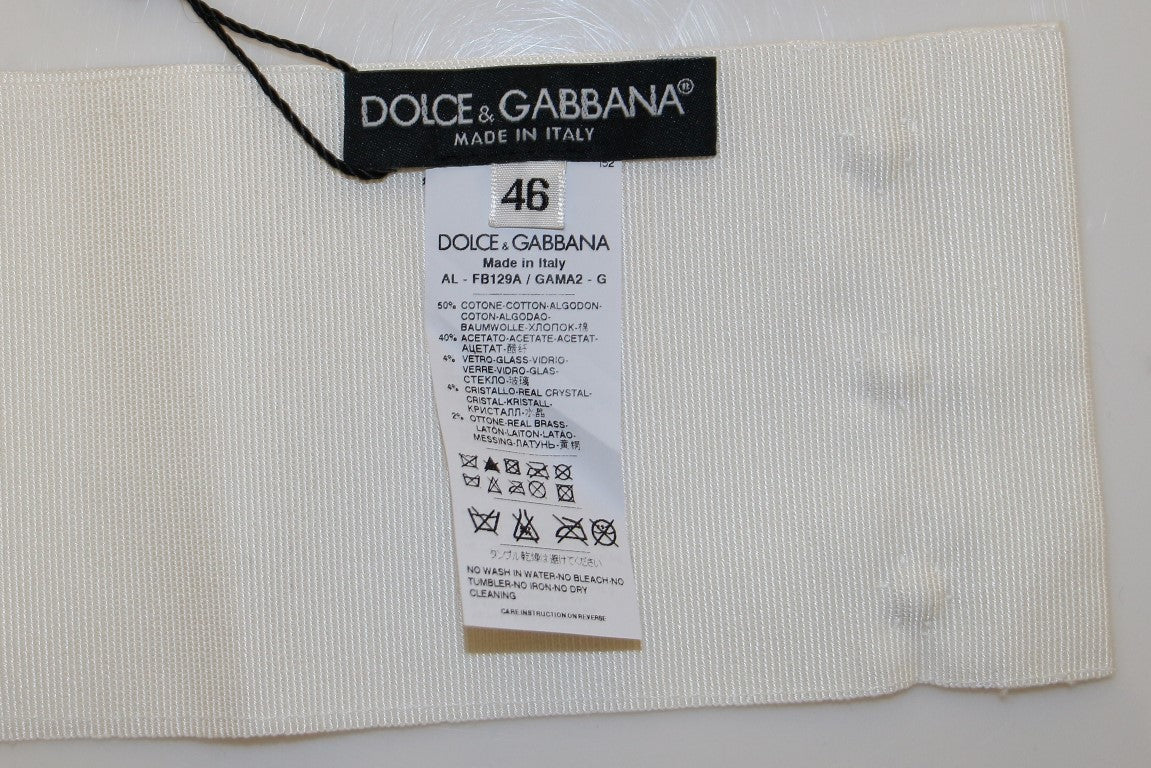 Dolce &amp; Gabbana White Crystal Brass Wide Waist Runway Belt