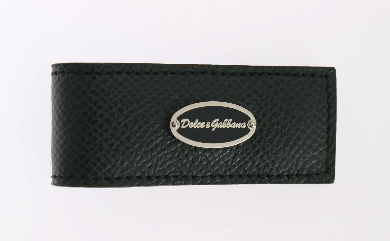 Dolce &amp; Gabbana Elegante Geldklammer aus grünem Leder