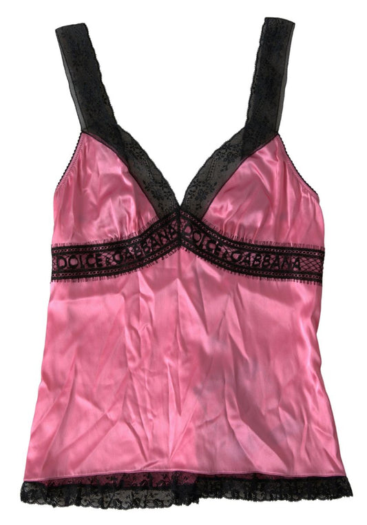 Dolce &amp; Gabbana Pink Lace Silk Sleepwear Camisole Top Underwear