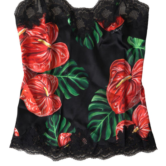 Dolce &amp; Gabbana Seiden-Camisole-Oberteil mit Anthurium-Print