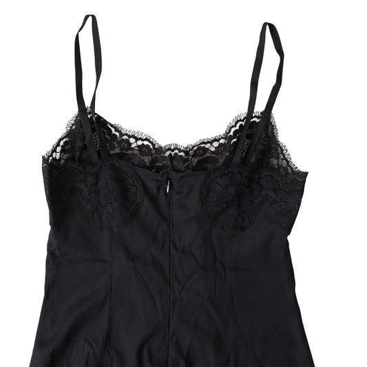 Dolce &amp; Gabbana Black Lace Silk Sleepwear Camisole Underwear