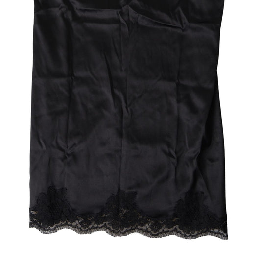 Dolce &amp; Gabbana Black Lace Silk Sleepwear Camisole Top Underwear