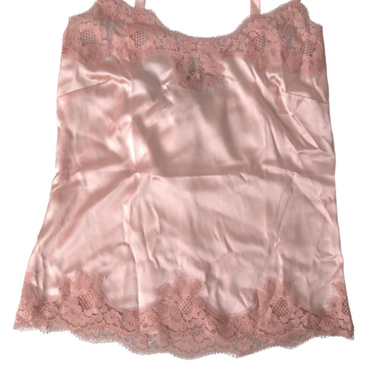Dolce &amp; Gabbana Antique Rose Lace Silk Camisole Top Underwear