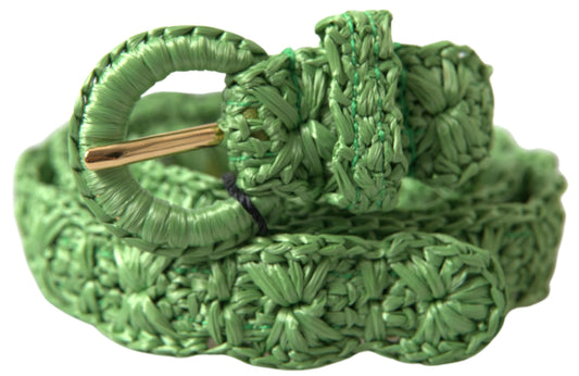 Dolce &amp; Gabbana Eleganter grüner Viskosegürtel mit Metallschnalle