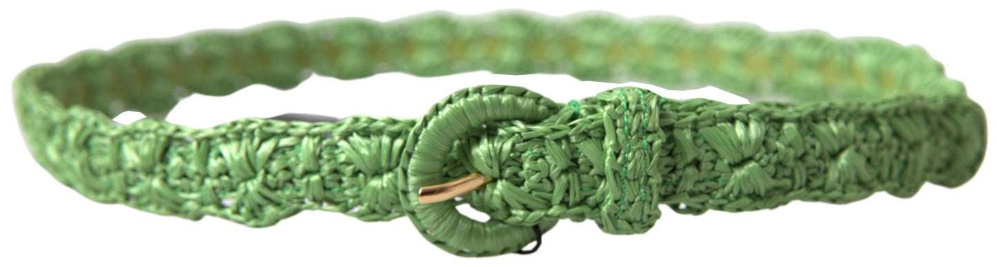 Dolce &amp; Gabbana Green Viscose Weaved Skinny Waist Belt