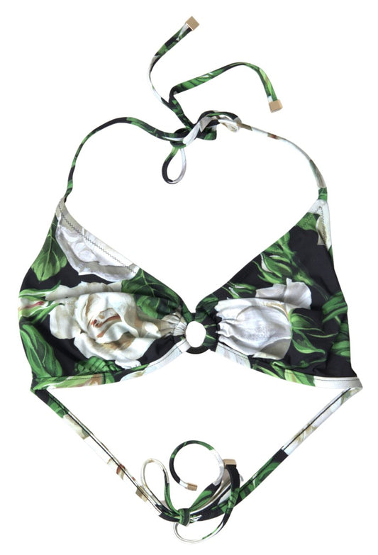 Dolce &amp; Gabbana Black Floral Two Piece Beachwear Swimwear Bikini