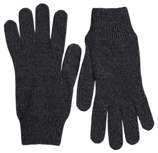 Dolce &amp; Gabbana Gray Virgin Wool Knit Hands Mitten Men Gloves