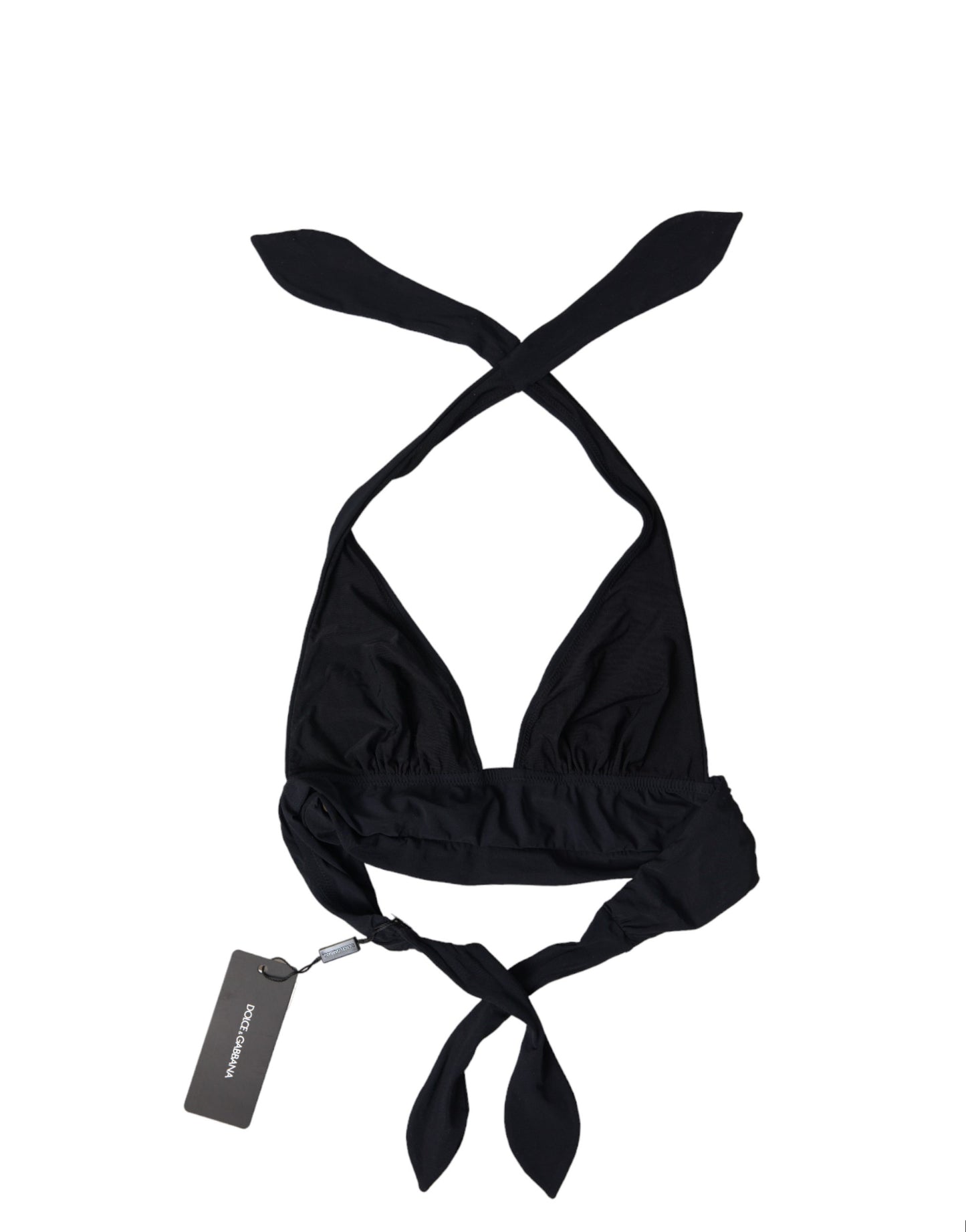Dolce &amp; Gabbana Black Nylon Stretch Swimwear Halter Top Bikini