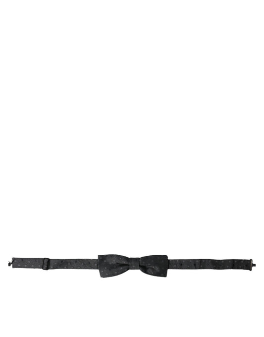 Dolce &amp; Gabbana Gray Polka Dot Silk Adjustable Neck Men Bow Tie Bow Tie