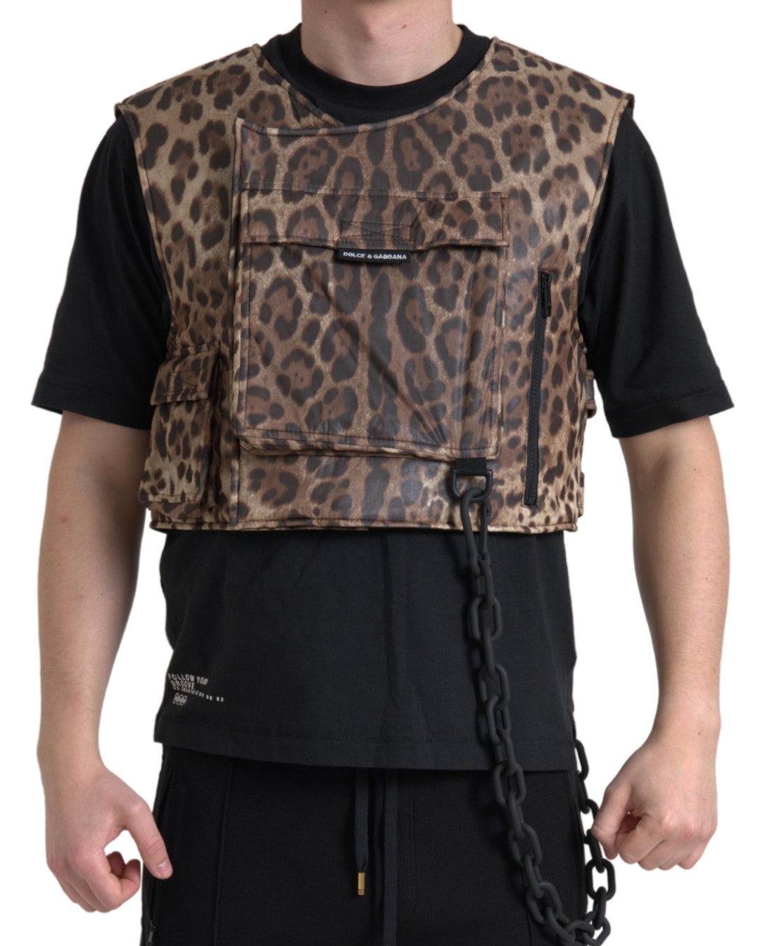 Dolce &amp; Gabbana Brown Leopard Silk Sleeveless Sportswear